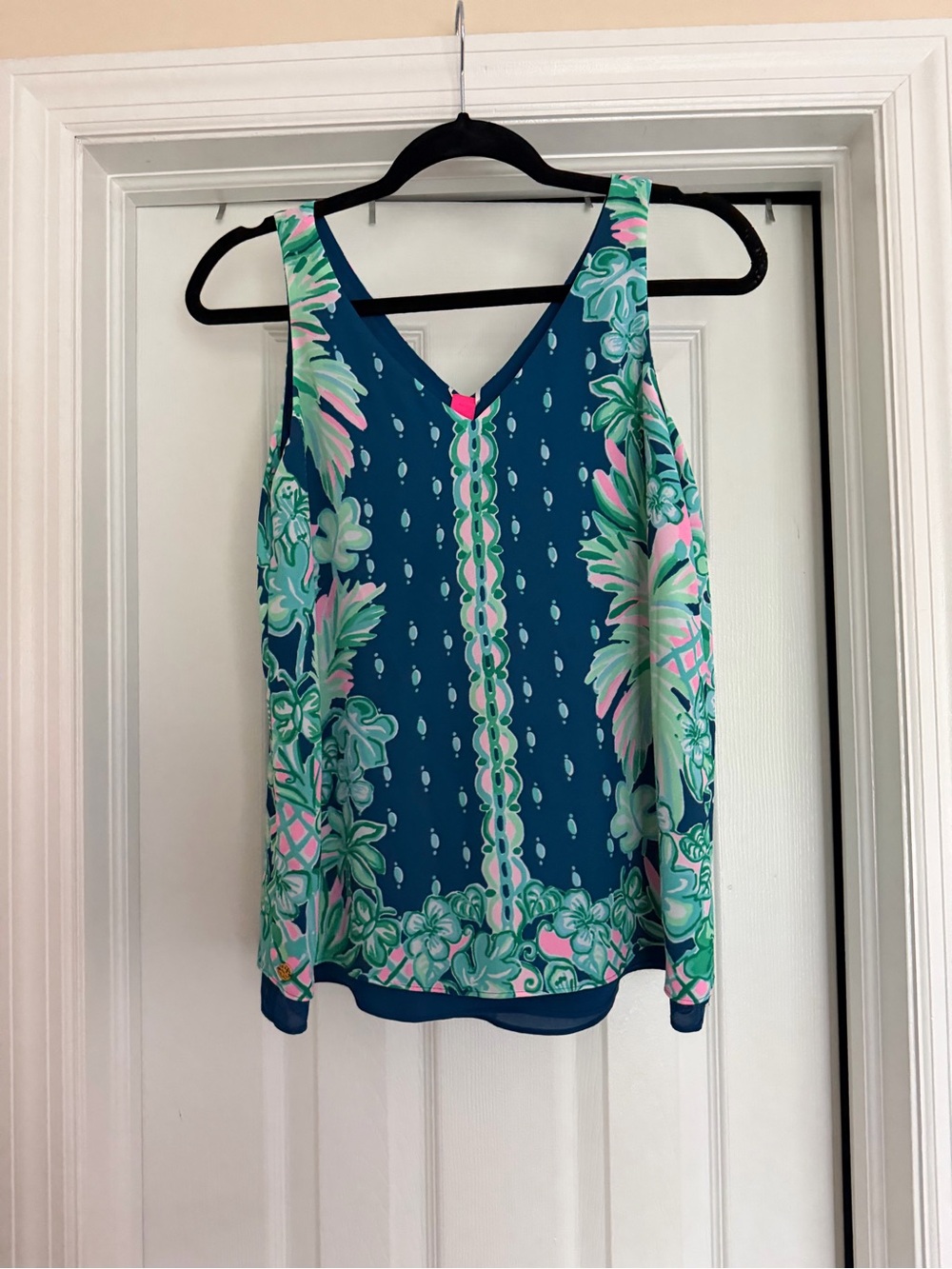 Lilly Pulitzer Teal, Mint & Pink Floral V-Neck Camisole